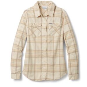 🥑5/$25 Columbia Womens Plaid Corduroy Roll Tab Sleeve Shirt S